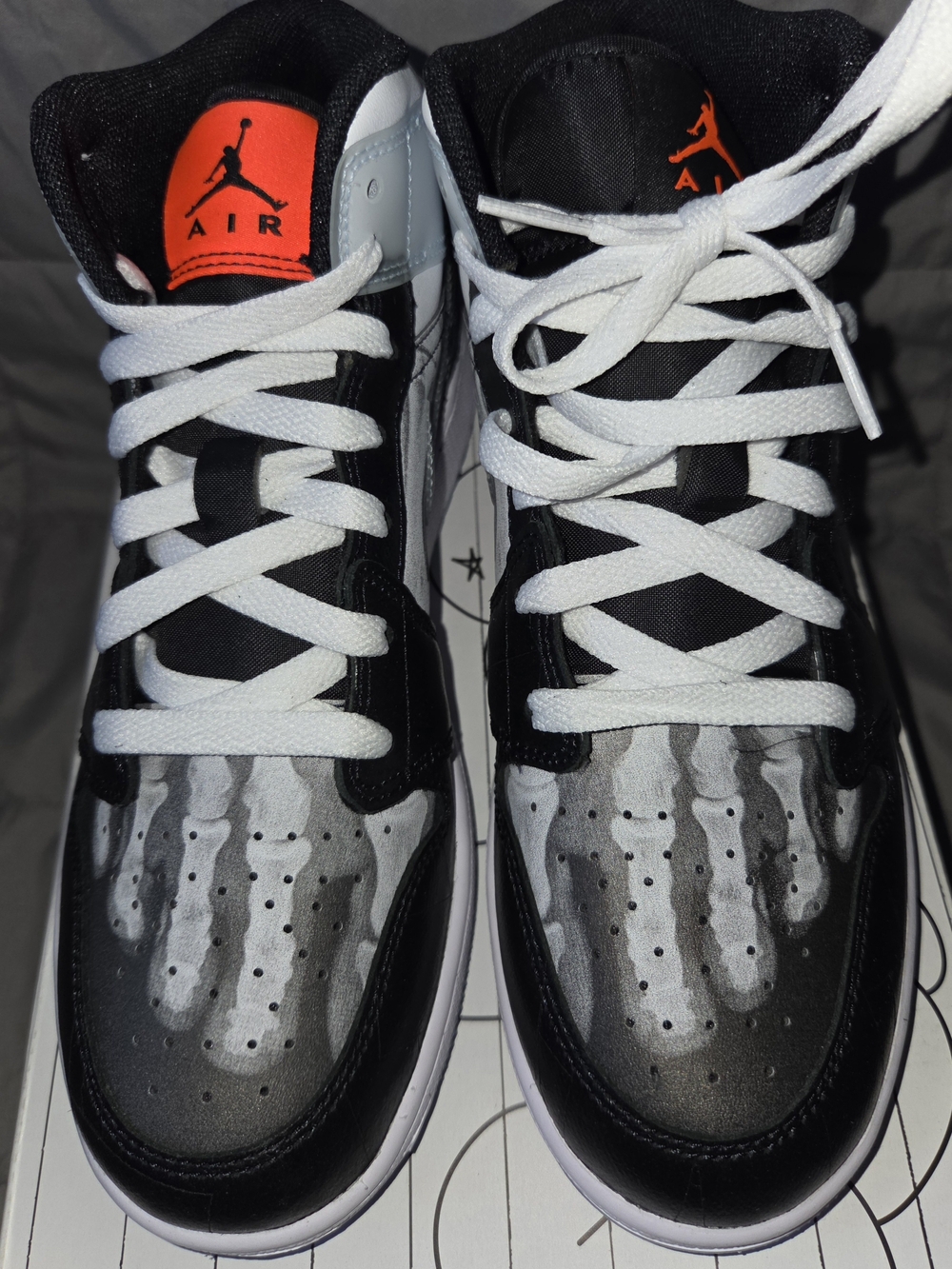 Nike Air Jordan 1 Mid SS (GS) Shoes "X-Ray" Black Ice Blue HF3210-001 size 6Y